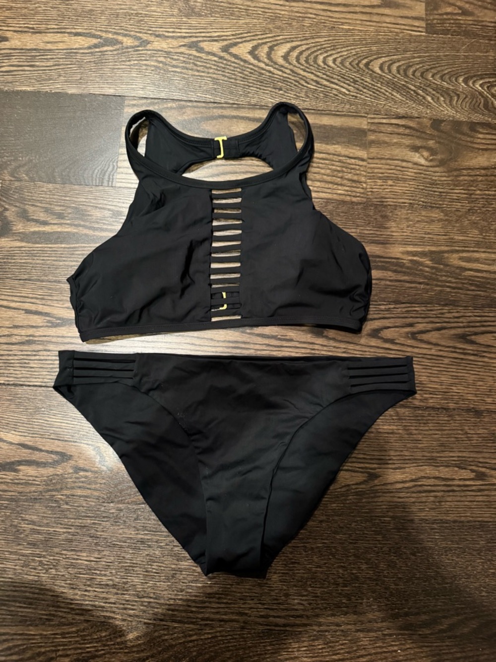 Red Carter Black Swim Bottoms with Orange Trim